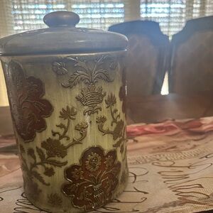 Vintage America Floral Canister - Brown and Gold